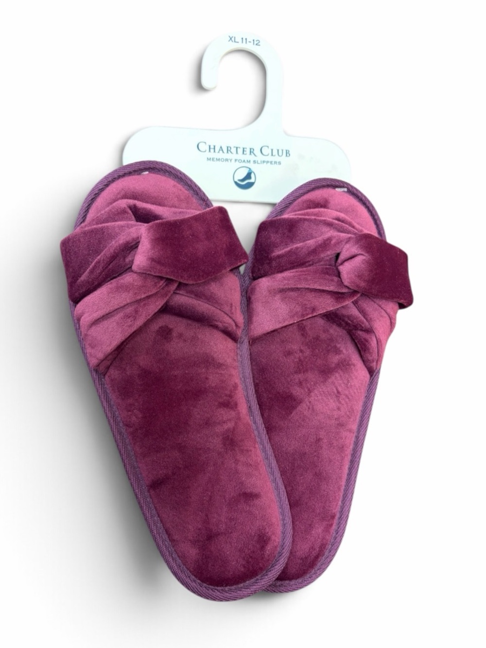 Charter Club Women's Plush Memory Foam Knot Slide Slippers - Plum